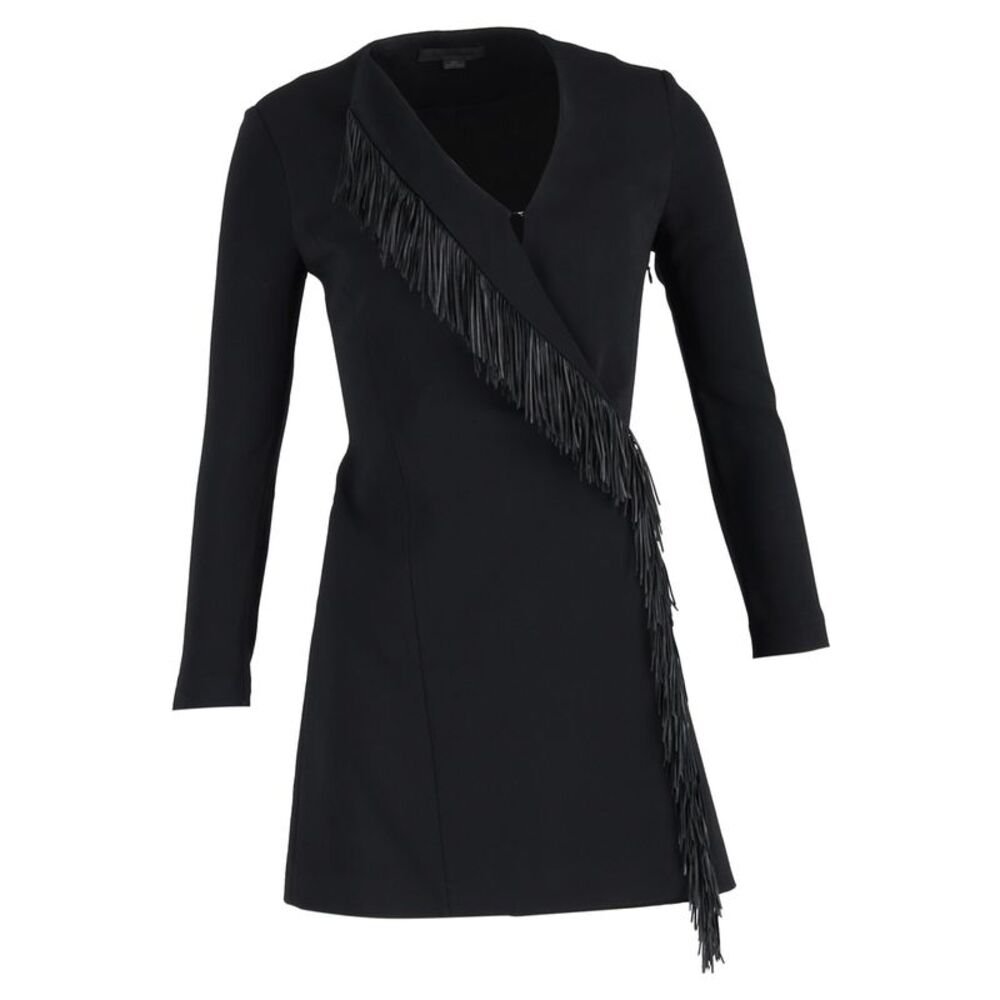 Alexander Wang Fringe Wrap Mini Dress in Black Viscose